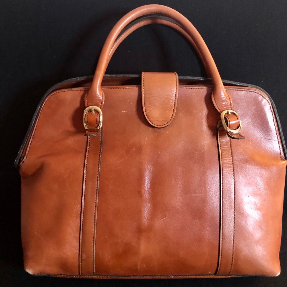 Purse Vintage Leather Brunt Orange Tote